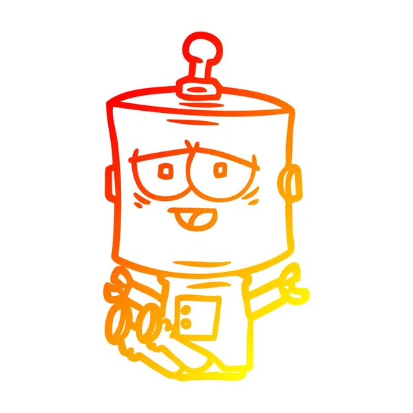 Čára teplého přechodu kresba kreslený robot — Stockový vektor