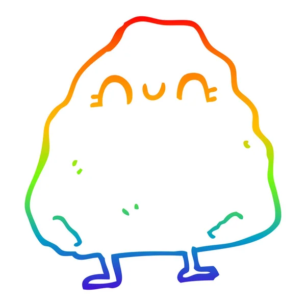 Regenbogen-Gradienten-Linie Zeichnung Cartoon Rock — Stockvektor