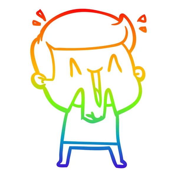 Arco iris gradiente línea dibujo dibujos animados emocionado hombre — Vector de stock