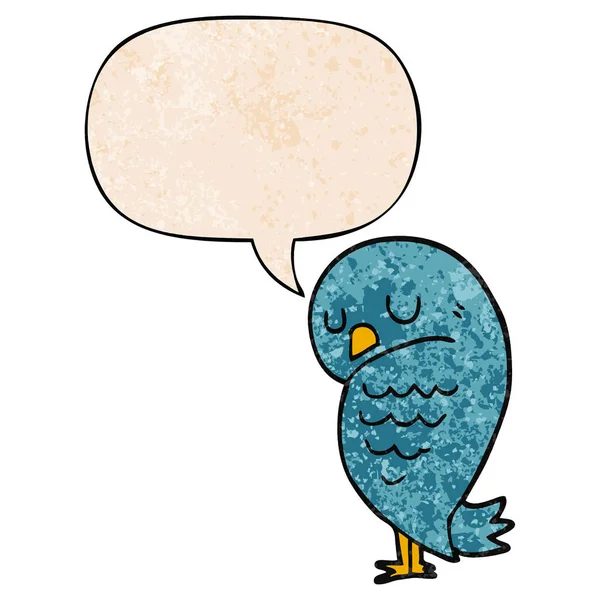Oiseau de bande dessinée et bulle de parole dans le style de texture rétro — Image vectorielle