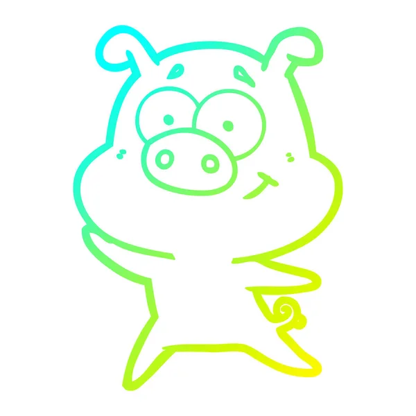 Soğuk degrade çizgi çizim mutlu karikatür domuz — Stok Vektör