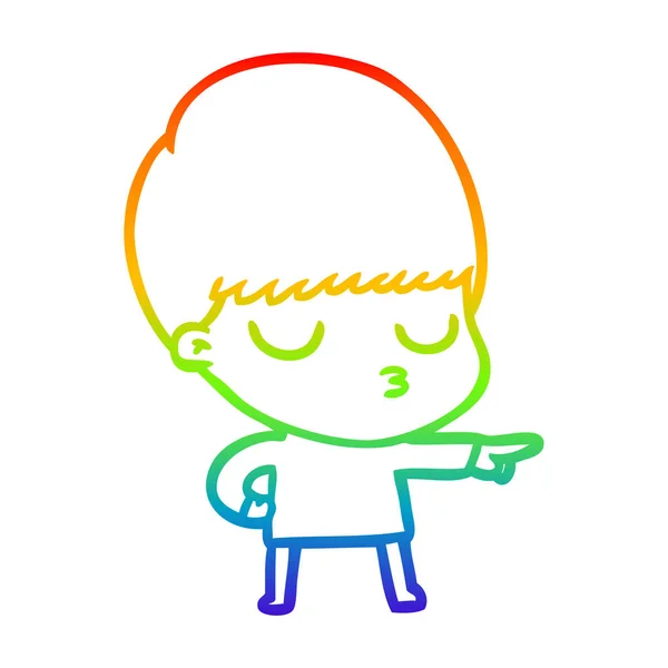 Ουράνιο τόξο γραμμή διαβάθμισης σχέδιο καρτούν ήρεμος αγόρι — Διανυσματικό Αρχείο