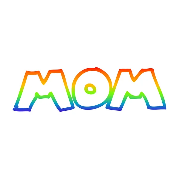 Rainbow gradient linje ritning tecknad ord mamma — Stock vektor
