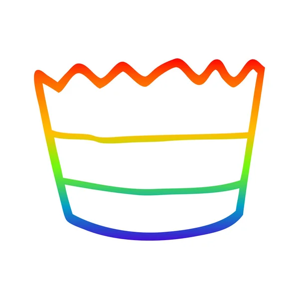 Arco-íris linha gradiente desenho cartoon muffin pot — Vetor de Stock