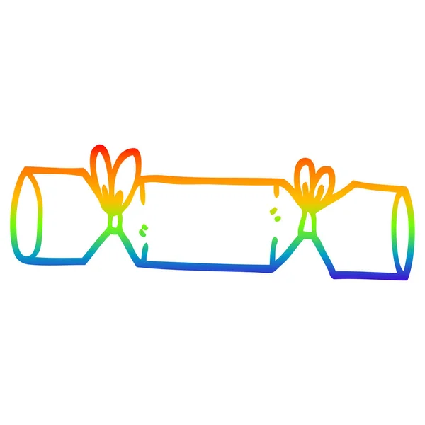 Rainbow gradient ligne dessin dessin dessin animé cracker — Image vectorielle