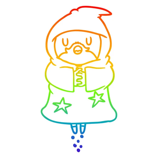 Regenboog gradiënt lijntekening zwevende wizard — Stockvector