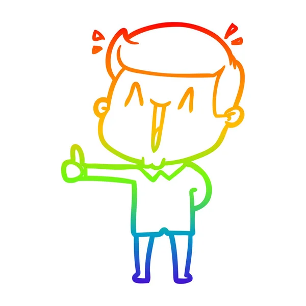 Duhový gradient čára kresba kreslený šťastný muž — Stockový vektor