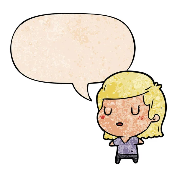 retro doku tarzında karikatür kadın ve konuşma balonu