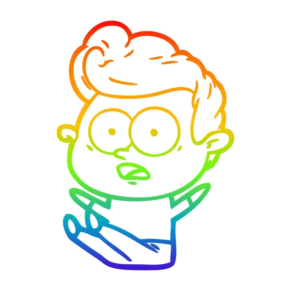 Arco iris gradiente línea dibujo dibujos animados hombre — Vector de stock