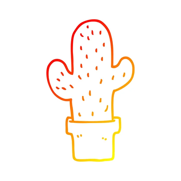 Línea de gradiente caliente dibujo cactus de dibujos animados — Vector de stock