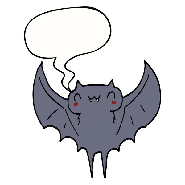 Cartoon bat and speech bubble — Stock Vector