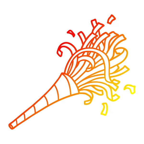 Varm gradient linje ritning tecknad Party horn — Stock vektor