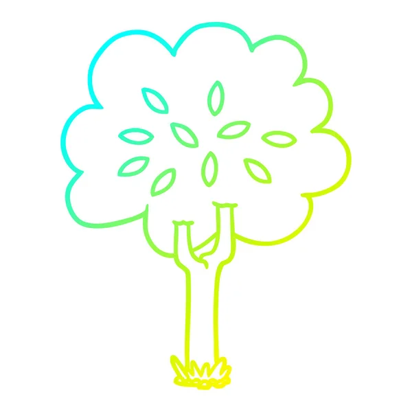 Gradient froid ligne dessin arbre dessin animé — Image vectorielle