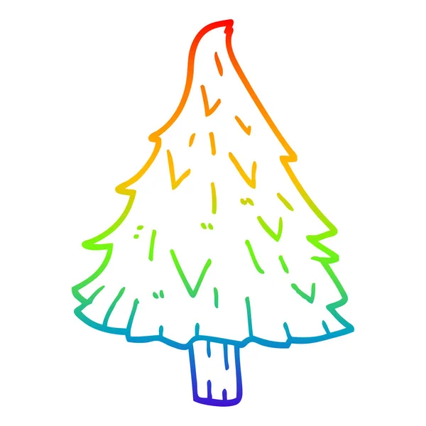 Regenbogen Gradienten Linie Zeichnung Cartoon Weihnachtsbaum — Stockvektor