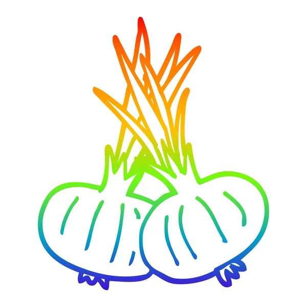 Arco-íris linha gradiente desenho desenhos animados cebolas marrons — Vetor de Stock