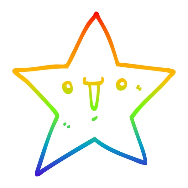 Regenboog gradiënt lijntekening schattig cartoon ster — Stockvector