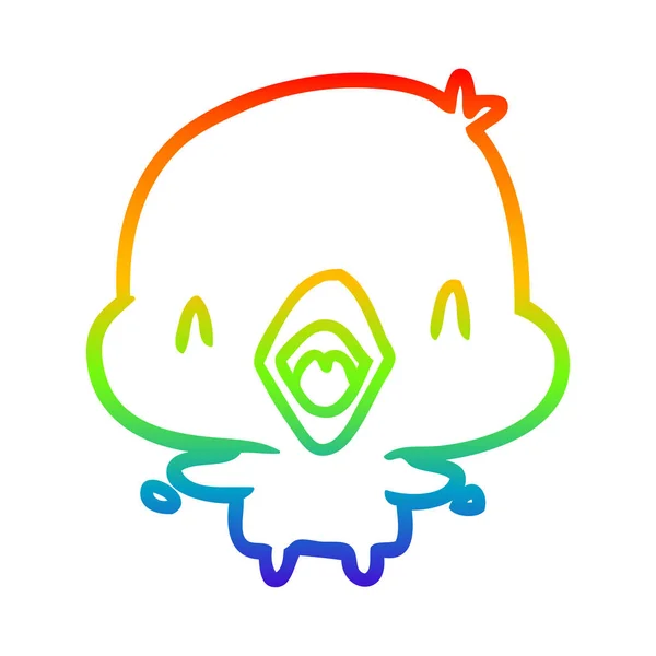 Regenbogen-Gradienten-Linie zeichnet glücklichen Vogel — Stockvektor