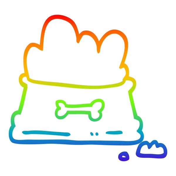 Arco iris gradiente línea dibujo dibujos animados perro comida bowl — Vector de stock