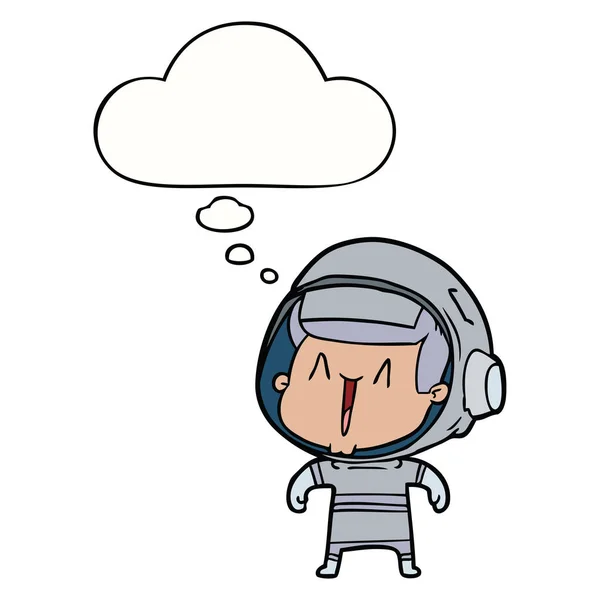 Uomo astronauta cartone animato e bolla di pensiero — Vettoriale Stock