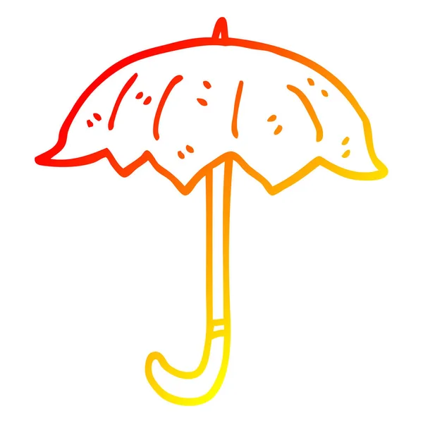 Línea de gradiente caliente dibujo dibujos animados paraguas abierto — Archivo Imágenes Vectoriales