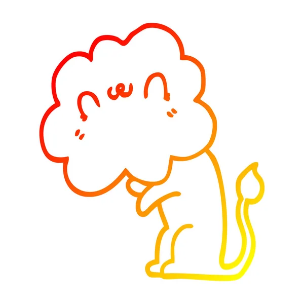 따뜻한 그라데이션 라인 그리기 만화 사자 — 스톡 벡터