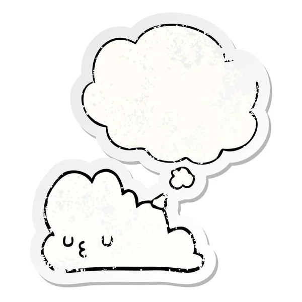 Słodkie kreskówki chmura i myśli bańka jako trudnej sytuacji noszenia kij — Wektor stockowy
