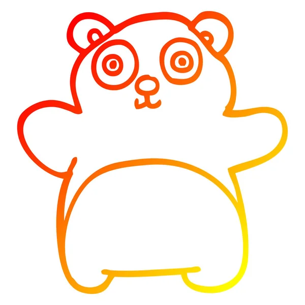 Warme Gradientenlinie Zeichnung Cartoon-Teddybär — Stockvektor