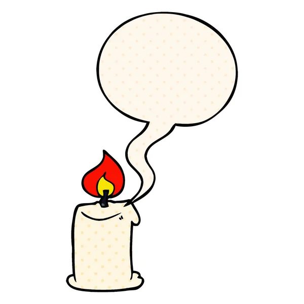 Мультяшна свічка і мовна бульбашка в стилі коміксів — стоковий вектор