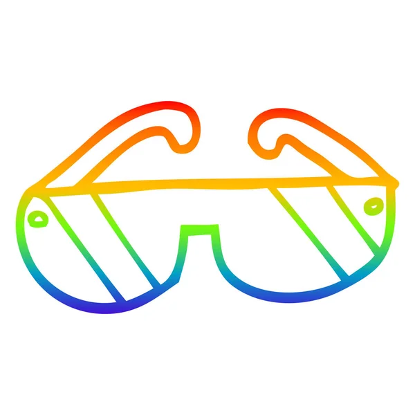 Arco-íris linha gradiente desenho desenhos animados óculos de sol — Vetor de Stock