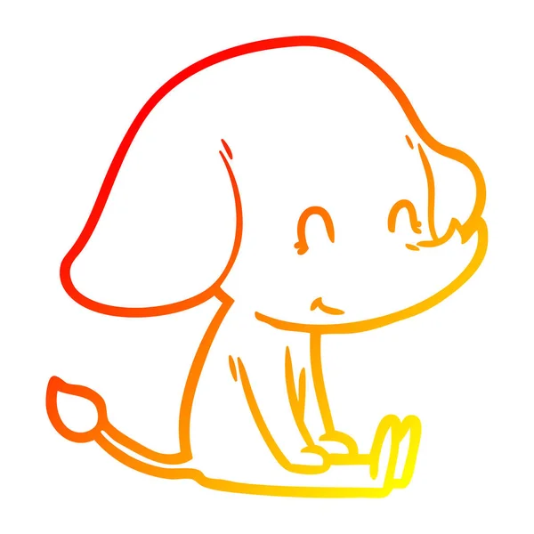 Gradient chaud ligne dessin mignon dessin animé éléphant — Image vectorielle