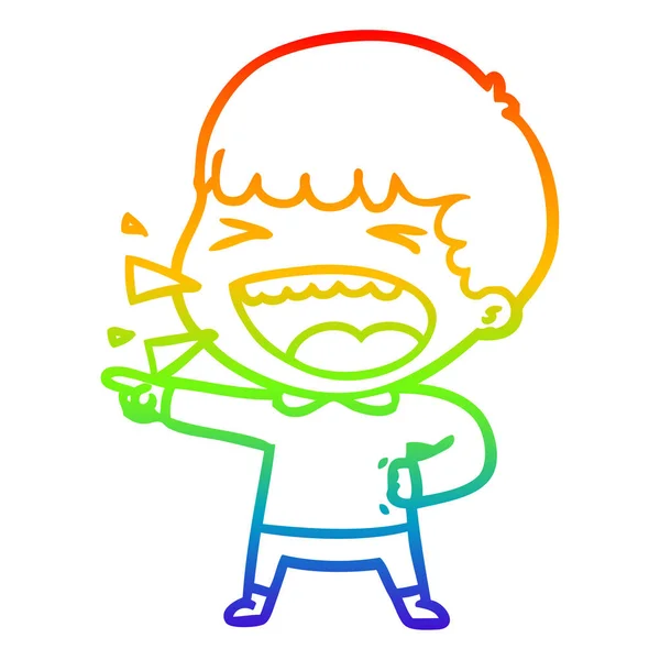 Arco-íris linha gradiente desenho cartoon rindo homem —  Vetores de Stock