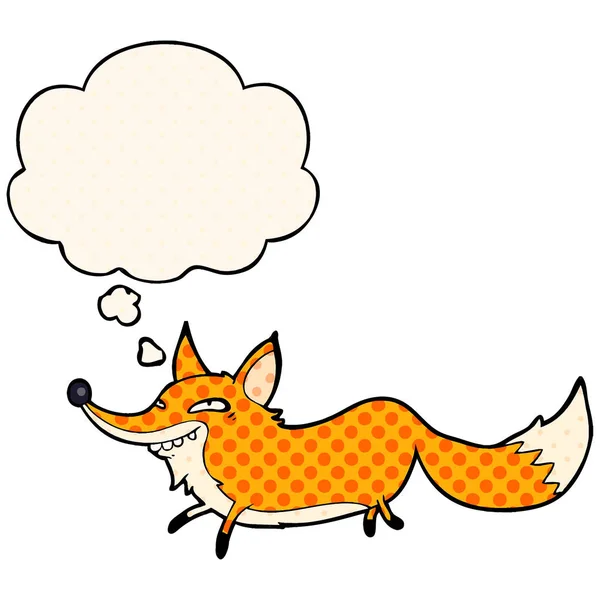 Çizgi film sly fox ve çizgi roman tarzında düşünce balonu — Stok Vektör