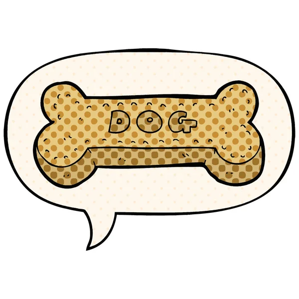 Καρτούν μπισκότο σκύλου και φούσκα ομιλίας σε στυλ κόμικ — Διανυσματικό Αρχείο