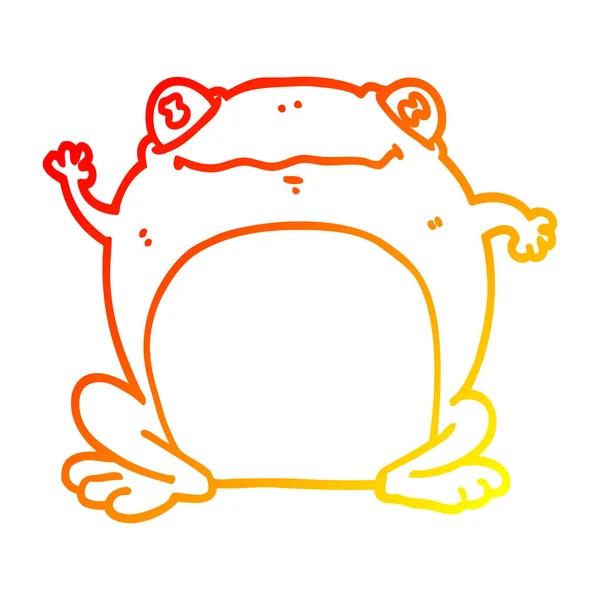 Warm gradient line drawing cartoon frog — Stock Vector