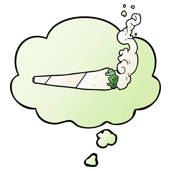 Marihuana de dibujos animados conjunta y la burbuja de pensamiento en gradiente suave st — Vector de stock