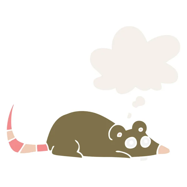 Καρτούν ποντίκι και φούσκα σκέψης σε στυλ ρετρό — Διανυσματικό Αρχείο