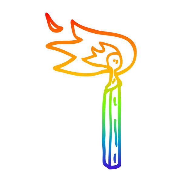 rainbow gradient line drawing cartoon burning match