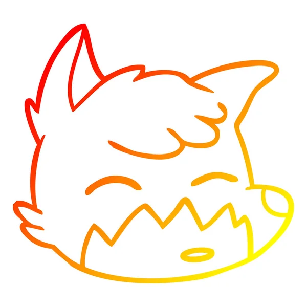 Warme Gradienten Linie Zeichnung Cartoon Fox Gesicht — Stockvektor