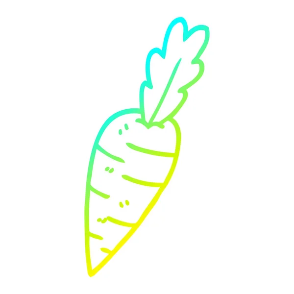 Línea de gradiente frío dibujo de dibujos animados zanahoria orgánica — Vector de stock