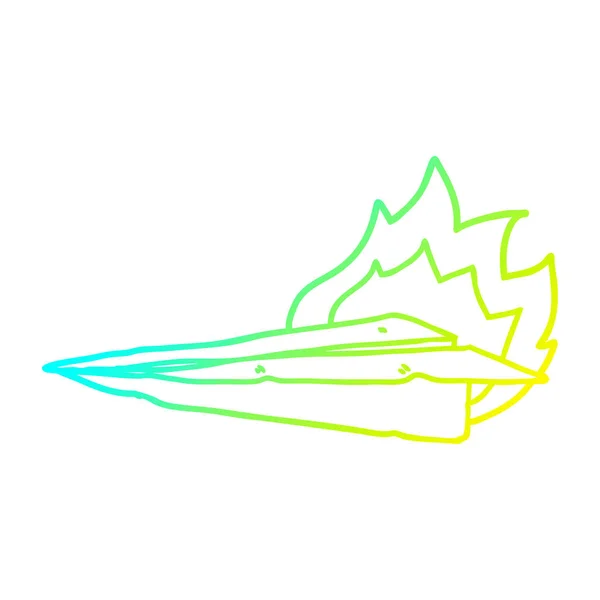 Linha de gradiente frio desenho cartoon queima avião de papel — Vetor de Stock