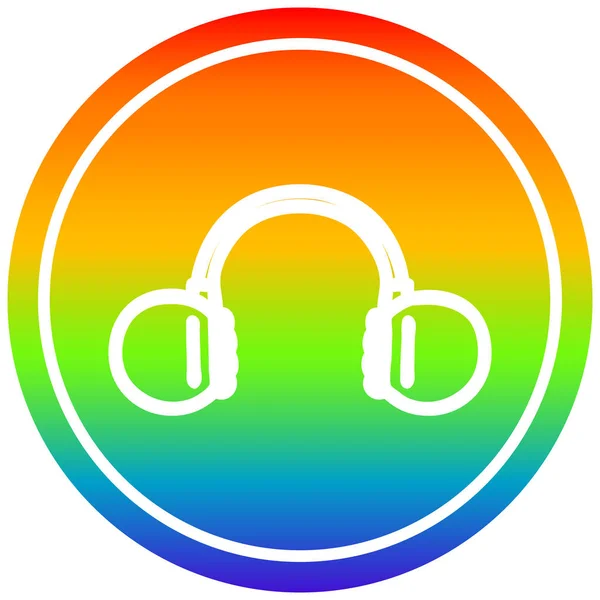 Écouteurs de musique circulaire dans le spectre arc-en-ciel — Image vectorielle