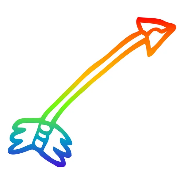 Linea gradiente arcobaleno disegno fumetto freccia volante — Vettoriale Stock