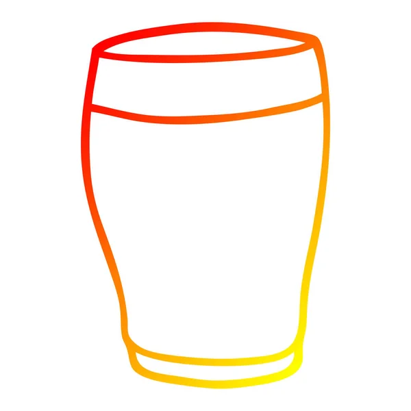 Warm gradient line drawing cartoon glass of milk — Stock Vector