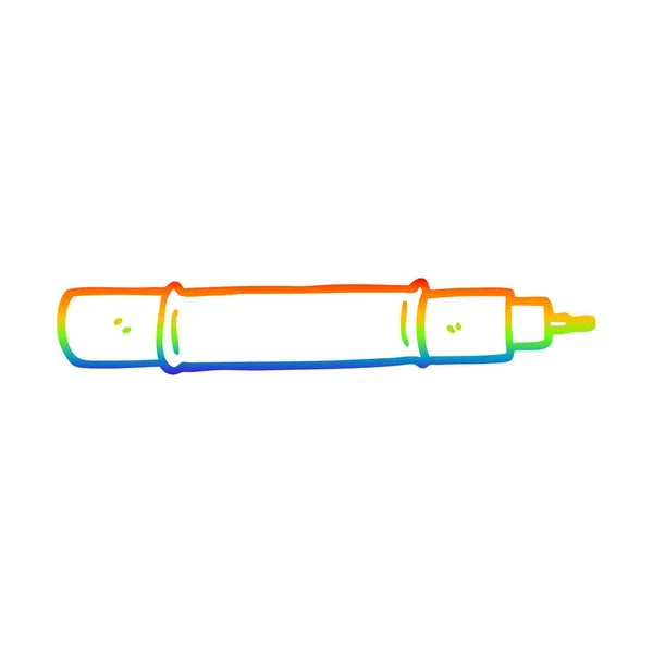 Arco iris gradiente línea dibujo dibujos animados pluma — Vector de stock