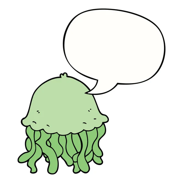 Jellyfish kreskówki i bańka mowy — Wektor stockowy