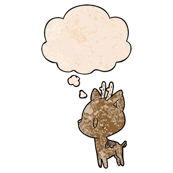 Grunge doku desen tarzı karikatür geyik ve düşünce balonu — Stok Vektör