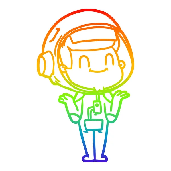 Rainbow gradient ligne dessin heureux dessin animé astronaute homme — Image vectorielle