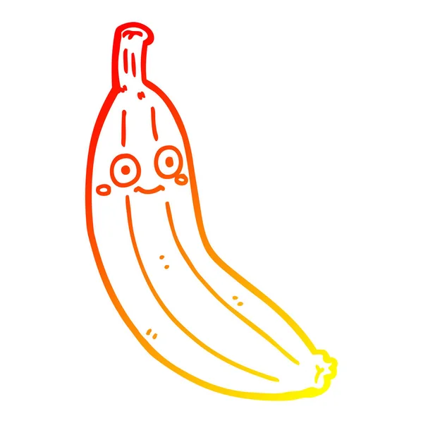 Warme kleurovergang lijntekening cartoon banaan — Stockvector