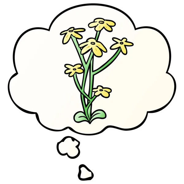 Cartoon-Blume und Gedankenblase im sanften Gradienten-Stil — Stockvektor