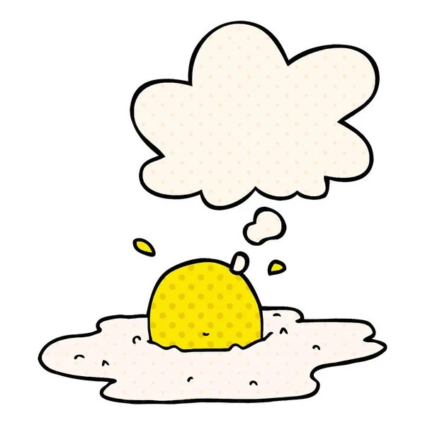Çizgi film kızarmış yumurta ve çizgi roman tarzında düşünce balonu — Stok Vektör